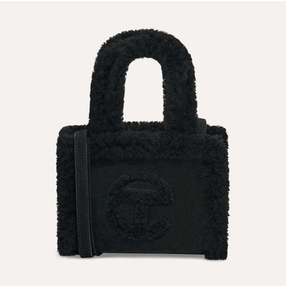 TELFAR X UGG Small Shopper Bag Suede Shearling Black